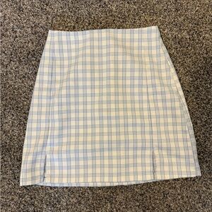 Elegant Blue and White Checkered Pencil Skirt
